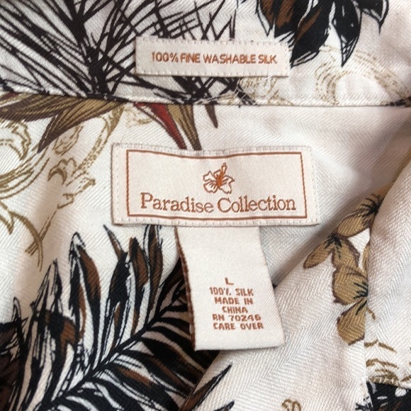 Paradise Collection Hawaiian Shirt 100% Washable Silk SZ Large Tropical Floral - Picture 7 of 7